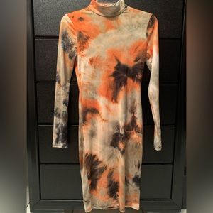 Fashion nova black, gray, and orange dress